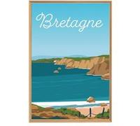 Tableau mural encadré plage en Bretagne 65x97 cm CEANOTHE 65x97 cm Bleu - Fabriqué en France Bleu G