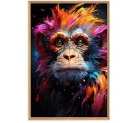 Tableau mural encadré singe vibrant 65x97 cm CEANOTHE Décoration Murale Art Décoratif Muraux Peinture Imprimée en HD Salon Chambre Bureau Fabriqué en France Multicolore G