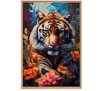 Tableau mural encadré tigre coloré 65x97 cm CEANOTHE Décoration Murale Art Décoratif Muraux Peinture Imprimée en HD Salon Chambre Bureau Fabriqué en France Multicolore G