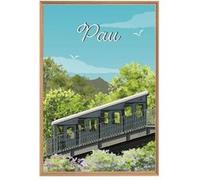 Tableau mural illustration funiculaire de Pau CEANOTHE 45x65 cm Vert - Fabriqué en France Vert G