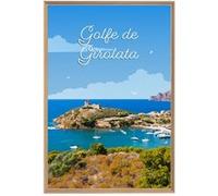 Tableau mural illustration Girolata CEANOTHE 65x97 cm Bleu - Fabriqué en France Bleu G