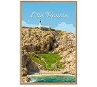 Tableau mural illustration île Rousse CEANOTHE 65x97 cm Bleu - Fabriqué en France Bleu G