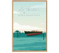 Tableau mural illustration lever du jour bassin d'Arcachon CEANOTHE 65x97 cm Vert - Fabriqué en France Vert G