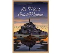 Tableau mural illustration Mont-Saint-Michel sunset CEANOTHE 45x65 cm Violet - Fabriqué en France Violet G