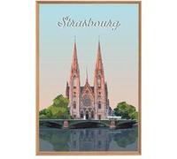 Tableau mural illustration Notre-Dame de Strasbourg CEANOTHE 30x45 cm Vert - Fabriqué en France Vert G