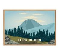 Tableau mural illustration Pic du Midi CEANOTHE 30x45 cm Vert - Fabriqué en France Vert G