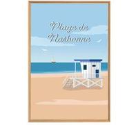 Tableau mural illustration plage Narbonne CEANOTHE 65x97 cm Beige - Fabriqué en France Beige G