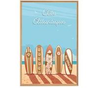 Tableau mural illustration surfs côte Atlantique CEANOTHE 65x97 cm Bleu - Fabriqué en France Bleu G