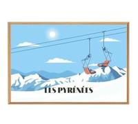 Tableau mural illustration télésiège Pyrénées CEANOTHE 30x45 cm Blanc - Fabriqué en France Blanc G