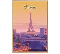 Tableau mural illustration Tour Eiffel Paris CEANOTHE 30x45 cm Orange - Fabriqué en France Orange G