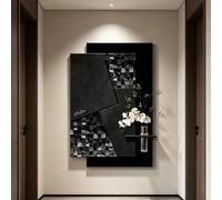 Tableau Mural LED 3D en grès, Art Abstrait géométrique pour décoration Murale intérieure Décoration Moderne adaptée au Salon, Couloir, entrée et Espace Domestique(B,90 * 130CM .5 * 51.2IN)
