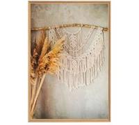 Tableau mural mat encadré pampa & macrame 65x97 cm CEANOTHE Décoration Murale Art Décoratif Muraux Peinture Imprimée en HD Salon Chambre Bureau Fabriqué en France Beige G