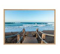 Tableau mural mat encadré pont sur plage 65x97 cm CEANOTHE Décoration Murale Art Décoratif Muraux Peinture Imprimée en HD Salon Chambre Bureau Fabriqué en France Bleu G