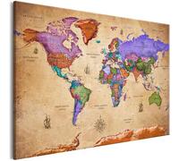 Tableau mural mondial en liège et toile, dimensions 120 x 80 cm