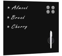 vidaXL Tableau Noir Magnétique Mural Tableau d'Ecriture Panneau Effaçable Ecole Bureau Maison Matériel de Montage Inclus Noir Verre 40x40 cm