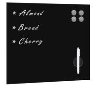 Tableau noir magnétique mural - vidaXL - Verre trempé - 50x50 cm - Noir - Effaçable à sec - Aimants inclus