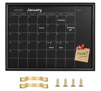 Tableau Okydody, calendrier mensuel, 43 x 58 cm, cadre noir, tableau magnétique pour la planification/les emplois du temps/les notes, tableau à suspendre pour le bureau, l'école et la maison (YLHB-BK-
