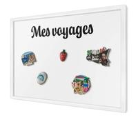Tableau Organisateur Mural 60x40 cm | Cadre Blanc | Mes Voyages