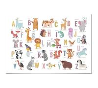 Tableau Panorama pour chambre d’enfants Alphabet Animaux Anglais 100x70 cm - Imprimée sur Toile - Décoration Murale Enfant