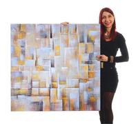 Tableau peinture à huile cubique, peint à la main à 100%, toile de décoration murale XL 100x100cm