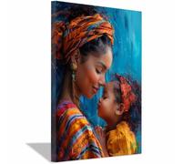 Tableau Peinture Africaine Femme africaine Impression Sur Toile Élégant Image Tableau Decoration Murale Salon Maison chambre à coucher(Orange 81)-70x100cm Encadrée