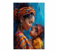 Tableau Peinture Africaine Femme africaine Impression Sur Toile Élégant Image Tableau Decoration Murale Salon Maison chambre à coucher(Orange 81)-50x70cm Sans cadre