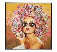 Tableau Peinture Femme Graffiti Pop Art 100x100cm Multicolore