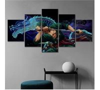 Tableau Roronoa Zoro One Piece - 5 Panneaux - 100x50cm - Multicolore - Chambre - Objets décoratifs