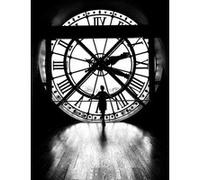 Tableau sur toile CEANOTHE motif horloge du temps Noir & blanc 90x90 cm Noir & blanc