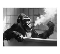 Tableau sur toile CEANOTHE Rhinocéros au bain Noir & Blanc 30x45 cm Noir & blanc