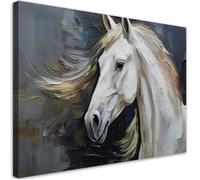Tableau sur toile Cheval peint en blanc tableau sur toile décorative - FEEBY - 60x40 cm