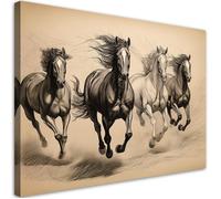 Tableau sur toile Chevaux Animaux Vintage décoration artistique - FEEBY - 60x40 cm