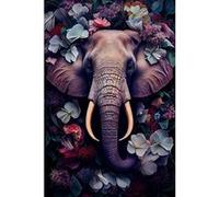Tableau sur toile éléphant fleuri 30x45 cm CEANOTHE Décoration Murale Art Décoratif Muraux Peinture Imprimée en HD Salon Chambre Bureau Fabriqué en France Multicolore G