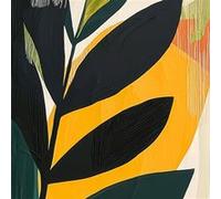 Tableau sur toile feuilles contrastées abstraites 65x65 cm CEANOTHE Décoration Murale Art Décoratif Muraux Peinture Imprimée en HD Salon Chambre Bureau Fabriqué en France Multicolore
