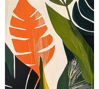 Tableau sur toile feuilles tropicales abstraites 30x30 cm CEANOTHE Décoration Murale Art Décoratif Muraux Peinture Imprimée en HD Salon Chambre Bureau Fabriqué en France Multicolore