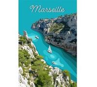 Tableau sur toile illustration calanque Marseille 45x65 cm CEANOTHE Décoration Murale Art Décoratif Muraux Peinture Imprimée en HD Salon Chambre Bureau Fabriqué en France Vert G