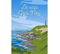 Tableau sur toile illustration cap Gris Nez 45x65 cm CEANOTHE Décoration Murale Art Décoratif Muraux Peinture Imprimée en HD Salon Chambre Bureau Fabriqué en France Bleu G