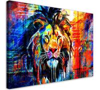 Tableau sur toile Lion coloré abstrt peinture murale - FEEBY - 60x40 cm