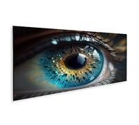 Tableau sur toile Macro œil de femme iris bleu clair Macro œil de femme iris bleu clair - Toile 120x40 cm - Panorama