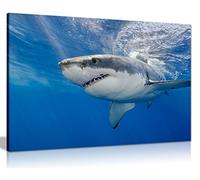 Tableau sur toile Motif requin Bleu sous-marine 30 x 20 cm