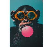 Tableau sur toile portrait chimpanzé pop art 80x120 cm CEANOTHE Décoration Murale Art Décoratif Muraux Peinture Imprimée en HD Salon Chambre Bureau Fabriqué en France Noir