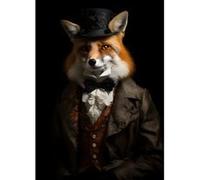 Tableau sur toile Renard victorien 45x65 cm CEANOTHE Décoration Murale Art Décoratif Muraux Peinture Imprimée en HD Salon Chambre Bureau Fabriqué en France Marron