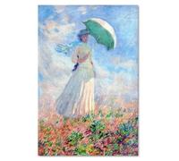Tableau sur toile, Reproduction de la peinture de C. Monet - femme avec un parapluie tournée vers la droite (I-55337) 70x100 cm