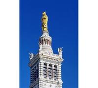 Tableau sur toile statue en or de Notre-Dame-de-la-Garde 65x97 cm CEANOTHE Décoration Murale Art Décoratif Muraux Peinture Imprimée en HD Salon Chambre Bureau Fabriqué en France Bleu G