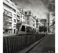 Tableau sur toile tram cours Langlet de Reims 45x45 cm CEANOTHE Décoration Murale Art Décoratif Muraux Peinture Imprimée en HD Salon Chambre Bureau Fabriqué en France Noir & blanc G