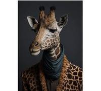 Tableau sur verre synthétique CEANOTHE Portrait Girafe Humanisée 80x120 cm Orange Orange