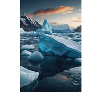 Tableau sur verre synthétique iceberg arctique 80x120 cm, Tableau mural moderne pour décoration intérieure