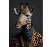 Tableau sur verre synthétique portrait de girafe humanisée 80x120 cm, Tableau mural moderne pour décoration intérieure