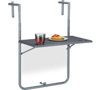 Tableau suspendu pliable pour balcon l x d : 595 x 60 cm - hauteur réglable sur 3 niveaux avec porte-gobelets gris
