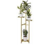 Tableau végétal moderne en métal avec cadre doré et plateau en bois blanc – Composition florale en plusieurs niveaux – Étagère à fleurs autoportante pour intérieur – Table de plantation pour salon, ba